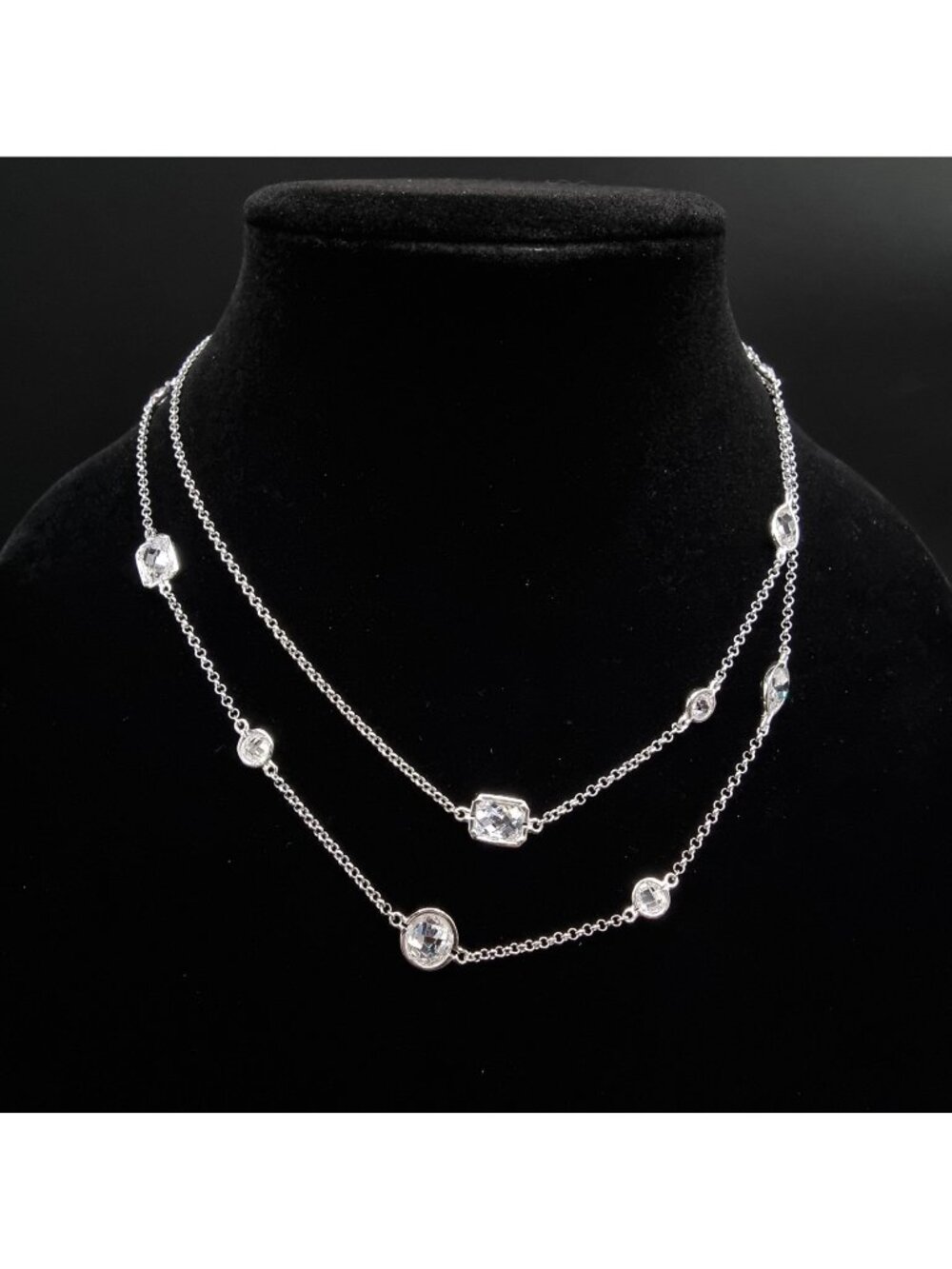 NVDR 925 Sterling Silver Long Necklace With Cubic Zirconia